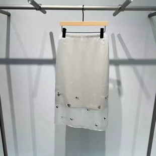 钉珠高腰中长款 新款 网纱半身裙女BR351171 2026春季 艾诺丝国内代购