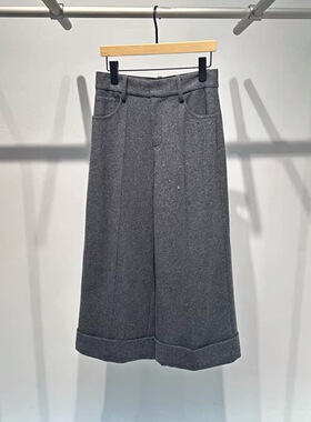 艾诺丝国内代购2025秋新款简约显瘦高腰阔腿西装休闲裤女AR304109