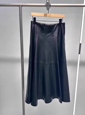 艾诺丝国内代购2025冬季新款高腰A字皮裙通勤中长半身裙AR354117