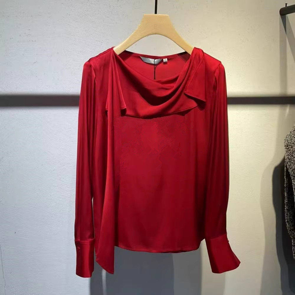 艾诺丝国内代购2026春季新款圆领飘带时尚长袖衬衫上衣女BR501174