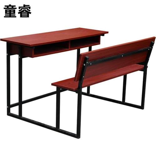 中小学生连体式课桌椅外贸双人学生学习课桌椅固定式套装定制
