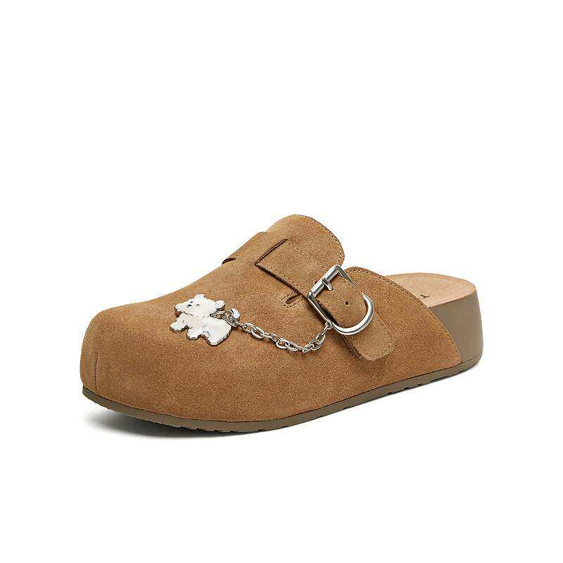 天美意复古厚底勃肯鞋休闲单鞋女包头半拖鞋2026夏季新款CBD31BH6