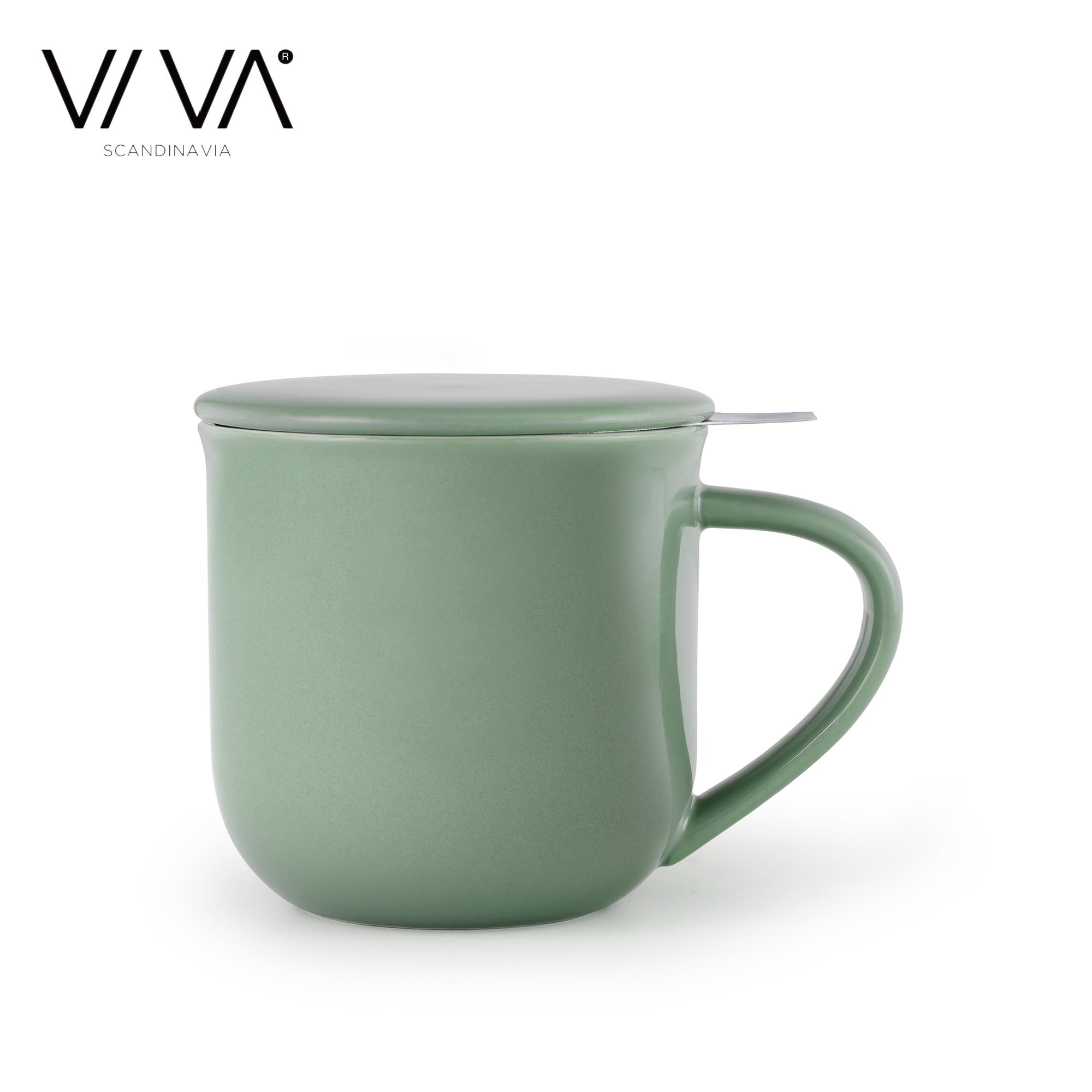 丹麦VIVA马克杯情侣陶瓷杯办公室带茶漏带盖子手把茶水分离杯350m