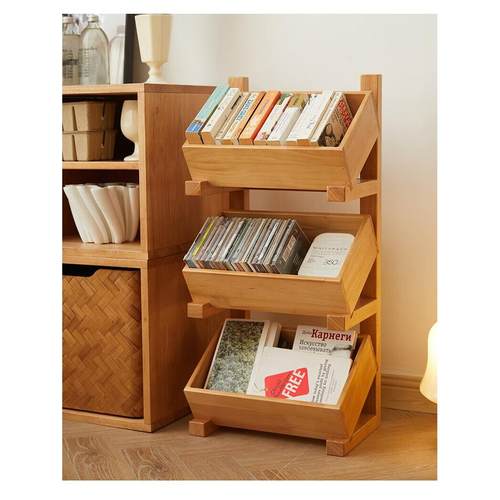 全实木多格置物架简易多层收纳架零食架可移动客厅储物架厨房果篮