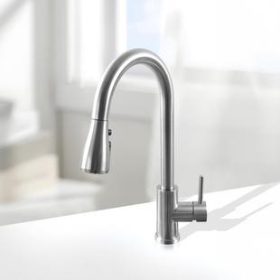 白鸟厨房单柄双控304不锈钢伸缩龙头360度可旋转冷热水SF8601