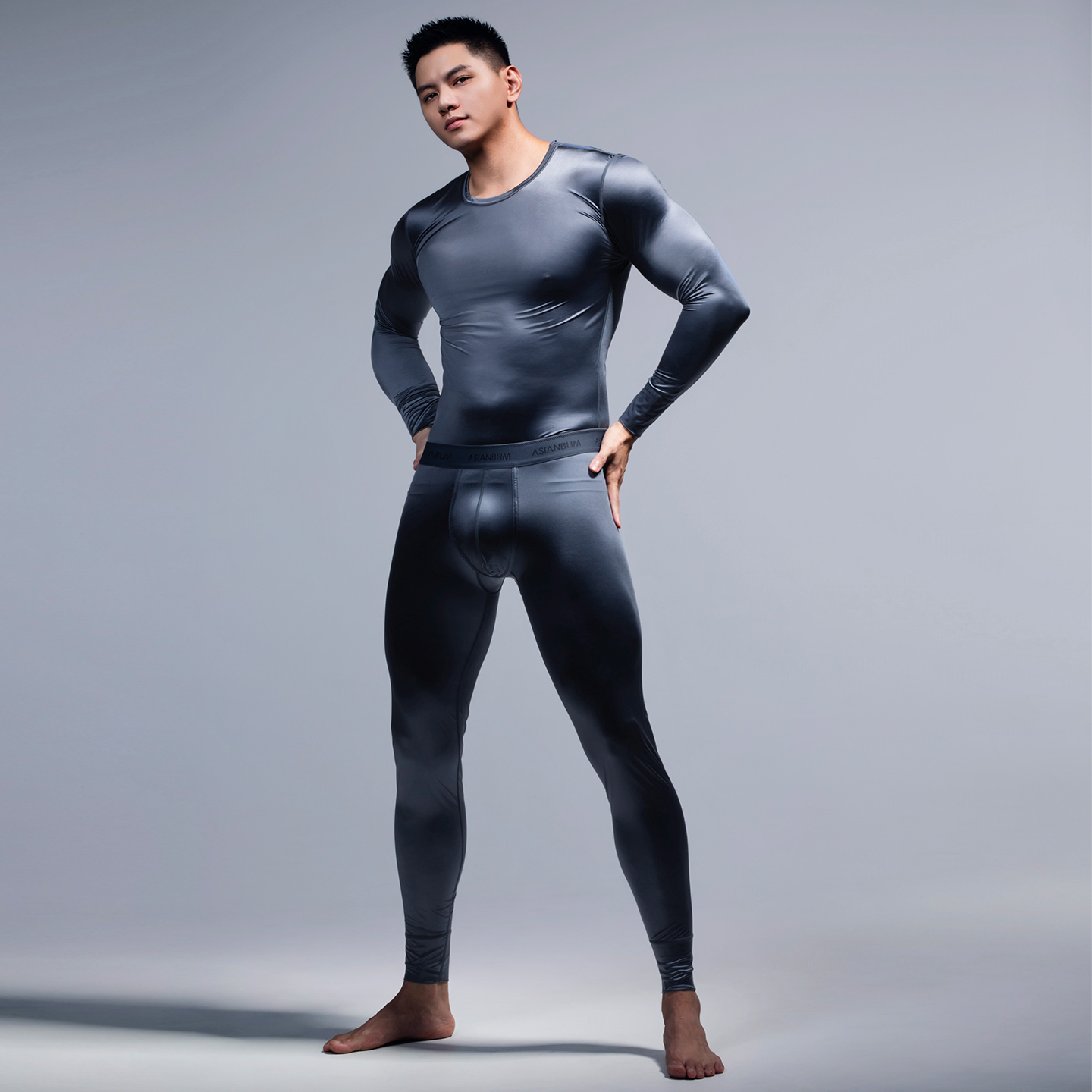 Asianbum男保暖套装薄款修身丝滑