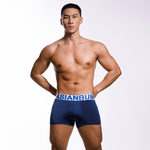 Asianbum男平角内裤 中腰纯色简约通勤舒适透气冰丝U凸囊袋平角裤