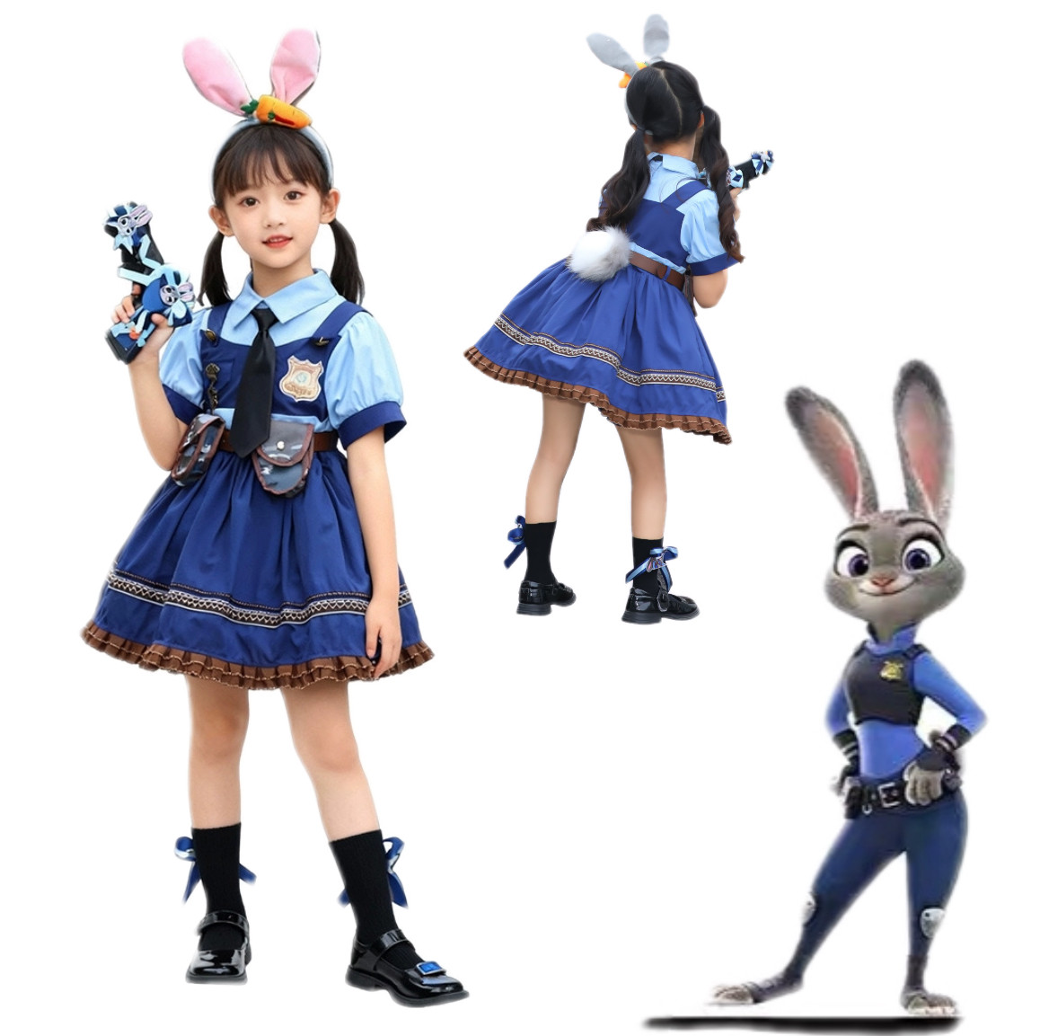儿童疯狂动物城2朱迪套装兔子警官衣服女童cos穿搭洛丽塔公主裙子