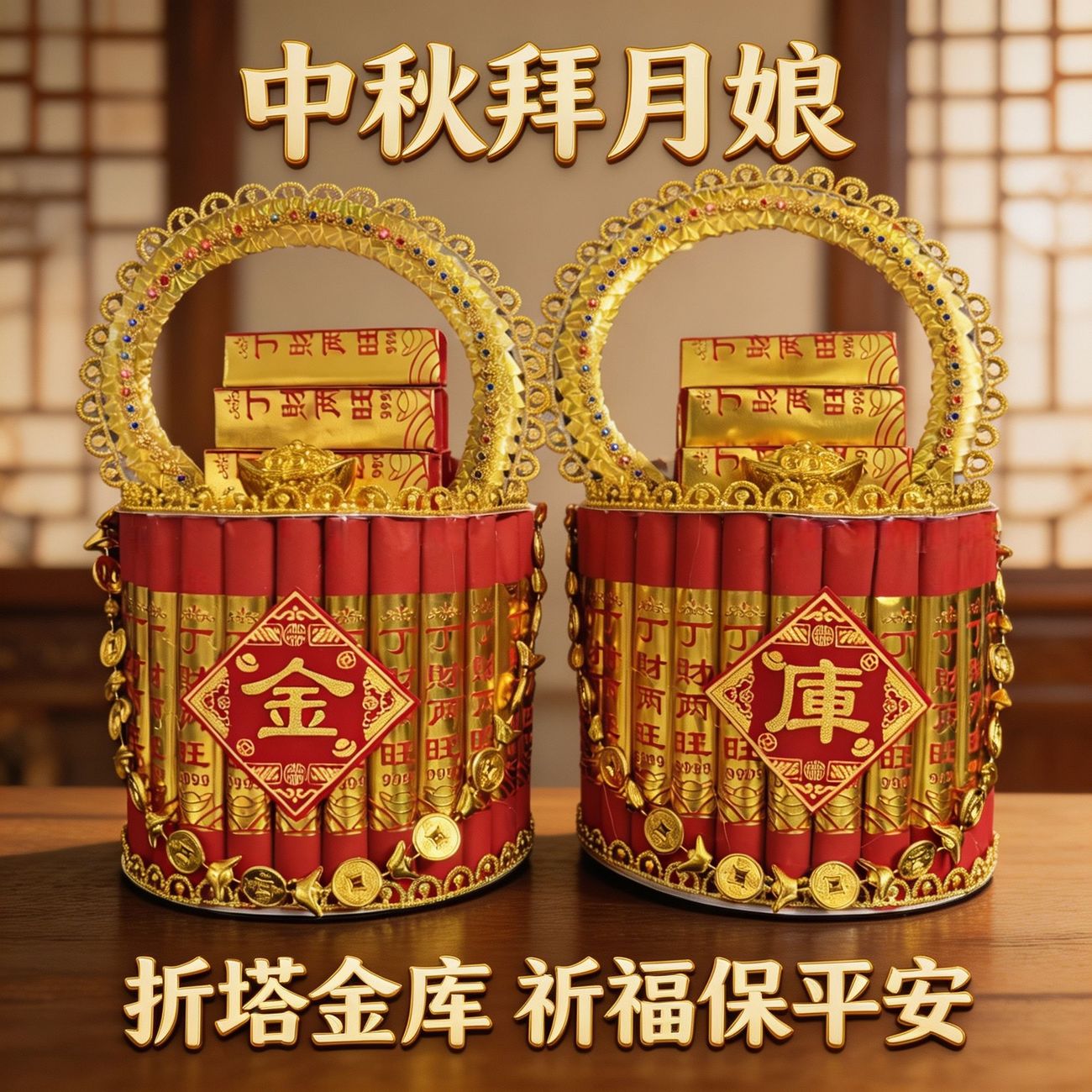 折纸材料包中秋节折塔材料拜月娘