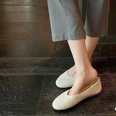 李掌柜studiolee  轻软绒面小圆头极简浅口鞋低跟通勤单鞋女