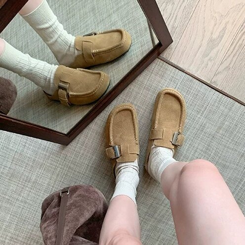 李掌柜studiolee 3cm小厚底~ 懒人一脚蹬金属扣带休闲勃肯半拖女