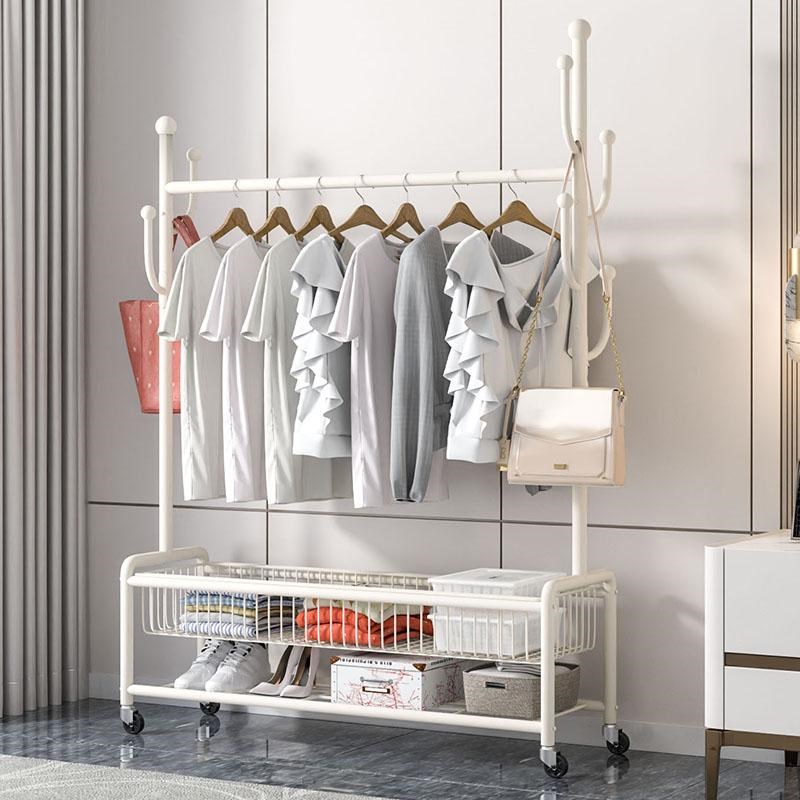 速发晾衣架落地家用可帽动卧室凉衣架台挂衣服架子室内简易杆衣移