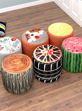 速发小凳子换用客厅沙发凳时约创意坐墩圆凳布艺小板凳简尚家鞋凳