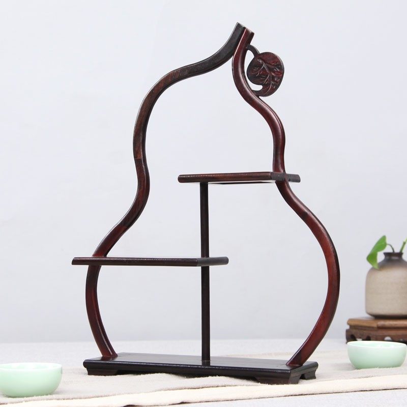 速发红酸架博古架小型茶具架多摆阁红木宝件枝实木托架茶道置物架