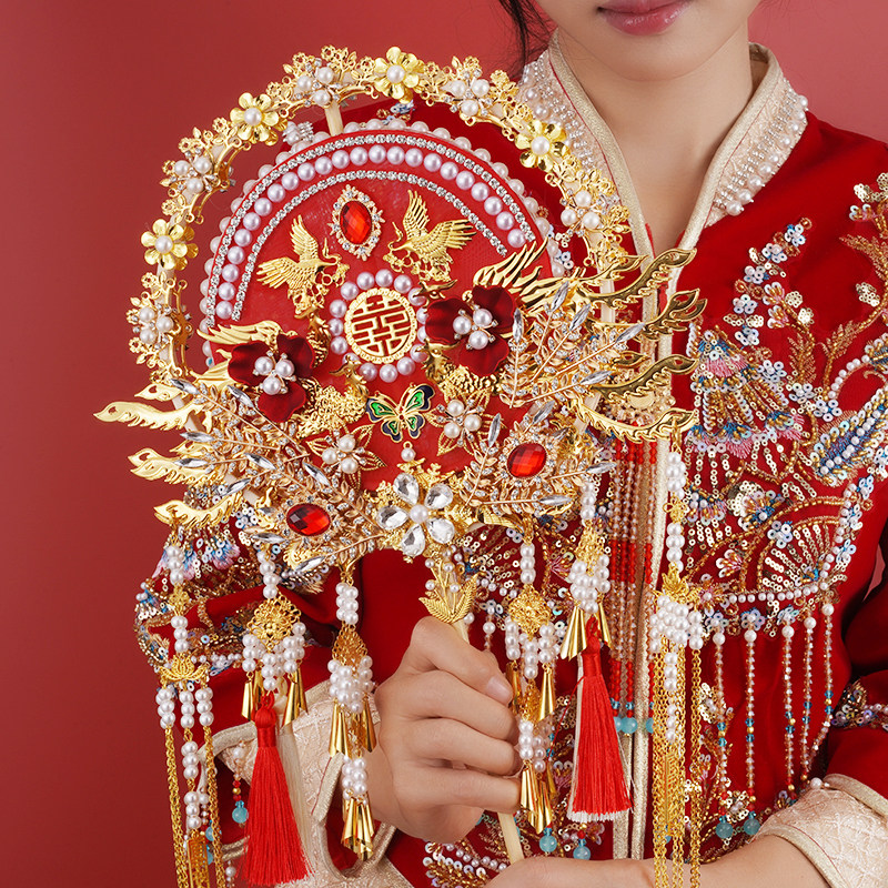 双色双面重工团扇新娘结婚