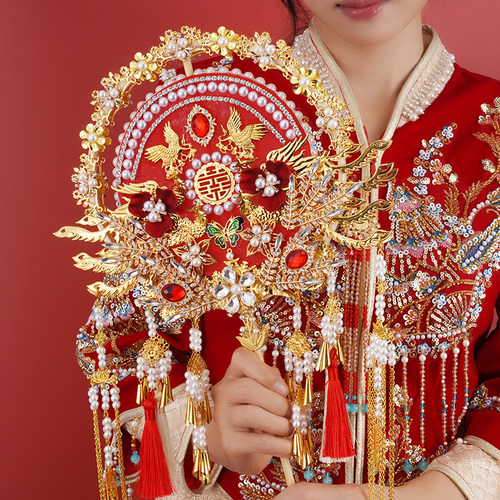双色双面重工团扇新娘结婚