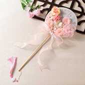 古风长柄团扇超仙lolita道具汉服手持拍照飘带流苏仙气丝带圆扇子