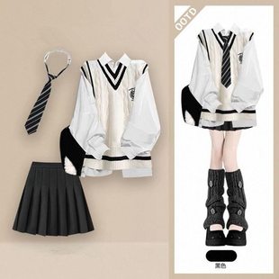 女童JK制服套装秋冬款学院风毛衣马甲百褶裙三件套儿童洋气初中生