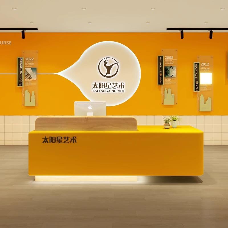 吧台容院收银台服装店约现代前台圆弧培训机舞48654132蹈简美摄影