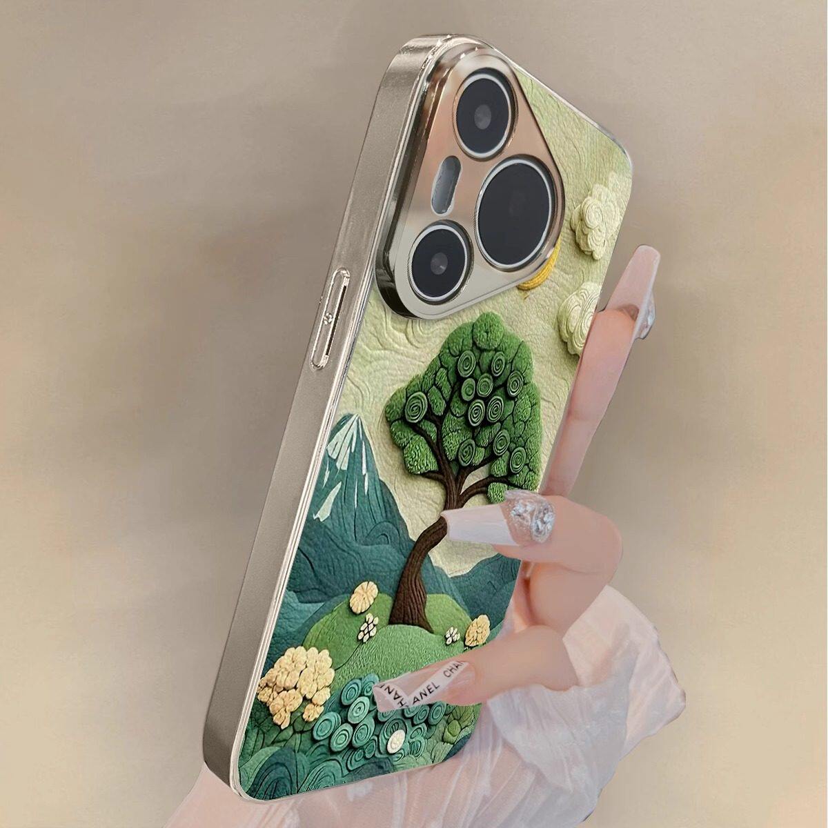 绿色魔幻小树适用华为pura80pro手机壳新款70ultra保护套防摔p60全包创意mate70pro高级感个性mt40小众时尚女