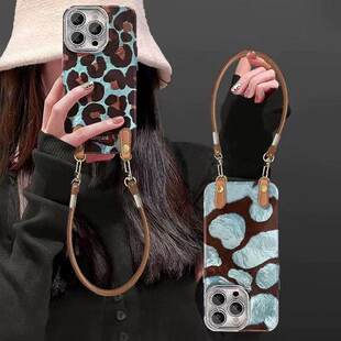 覆古豹纹适用iphone16promax手机保护壳新款苹果15pro冰川纹外壳14/13防摔保护套12高级感11带挂绳女Plus创意