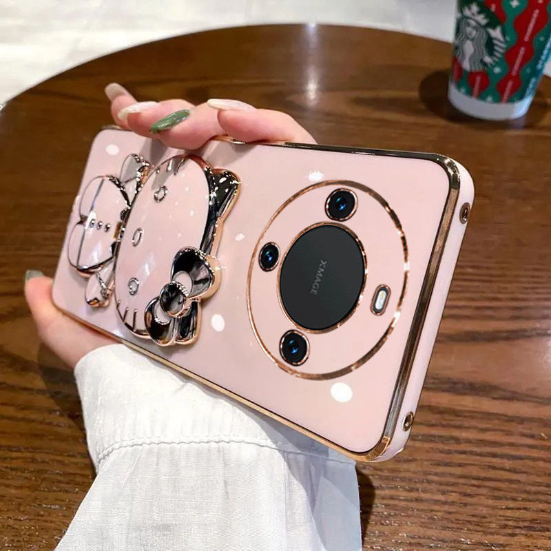 自带补妆镜适用华为mate70pro手机壳mate80Promax支架新款mete40高档mate60Pro保护套女款高级感50镜子MT电镀