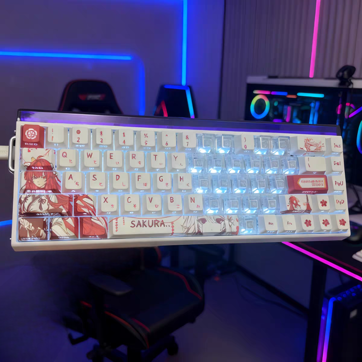 龙族上杉绘梨衣键帽侧刻正刻透光爱心透明动漫美女颜值适配60-87,电脑硬件/显示器/电脑周边,键帽,淘宝优惠券,粉丝福利购,淘宝优惠卷