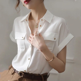 白色衬衫 高货2024新款 女夏薄款 设计感休闲百搭小众设计感气质洋气