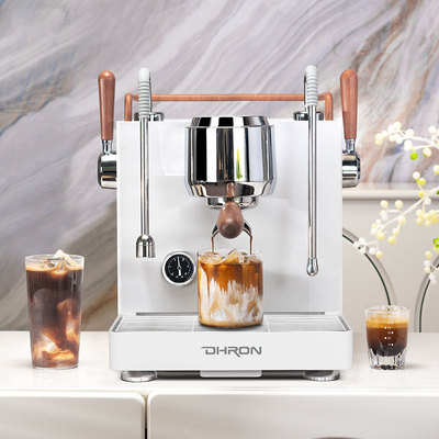 DHRON迪揽海豚7107pro意式半自动咖啡机小型商家用3孔蒸汽奶茶店