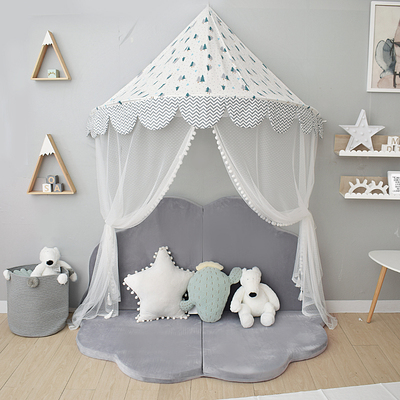 北欧风儿童帐篷游戏屋儿童房壁挂婴儿蚊帐床头装饰半月床幔读书角