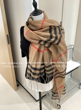 Jane·藤姐同款中古格纹丝巾风轻奢秋冬围巾百搭女