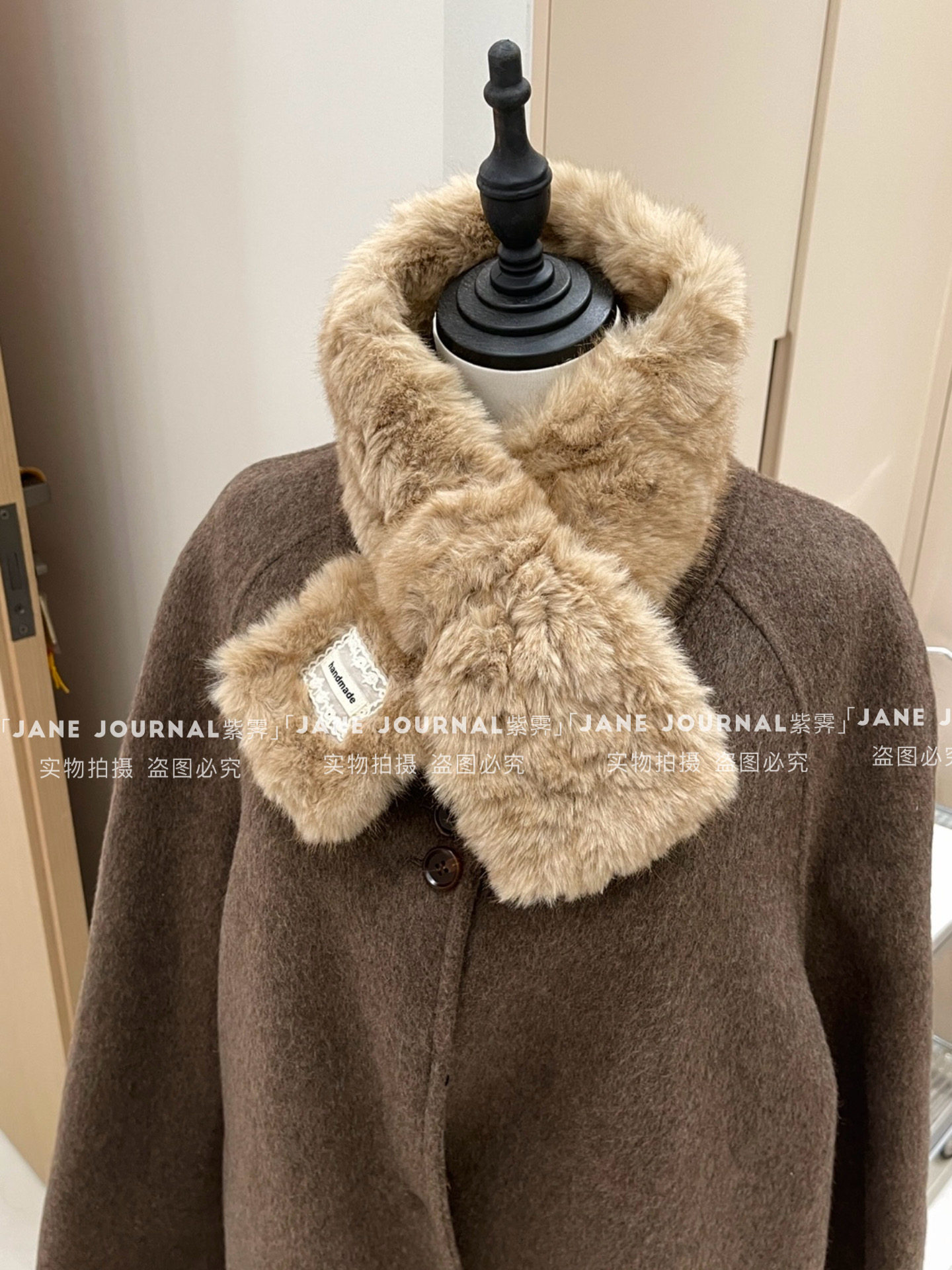 Jane·气质韩系毛领围巾女秋冬仿貂绒软糯保暖搭配大衣氛围感出片