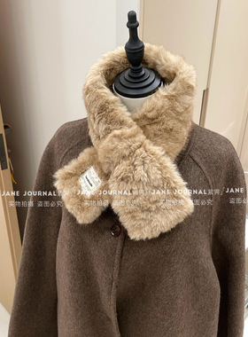 Jane·气质韩系毛领围巾女秋冬仿貂绒软糯保暖搭配大衣氛围感出片