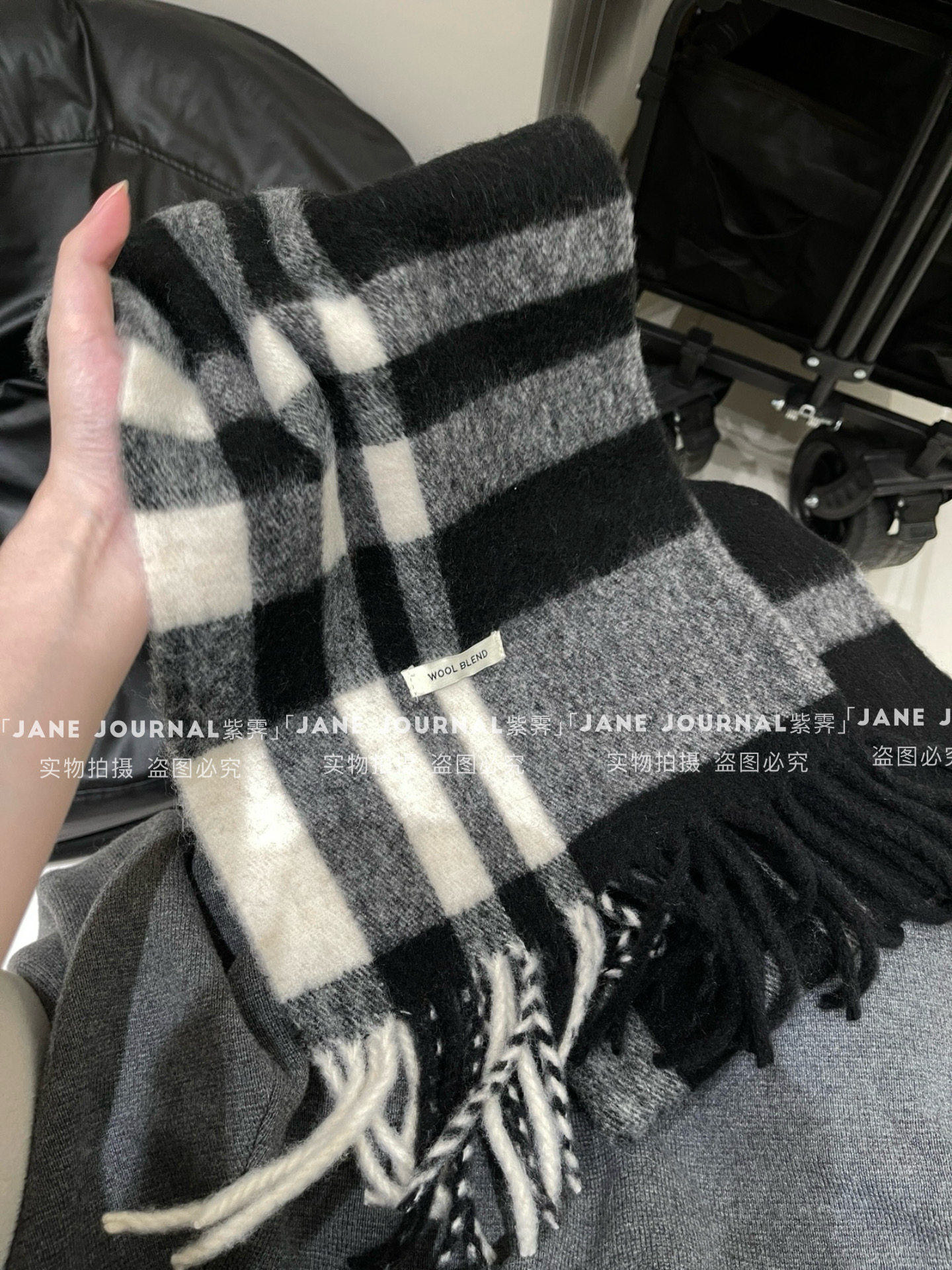 Jane·韩系氛围感羊毛混纺格子围巾女秋冬新款保暖软糯百搭出片