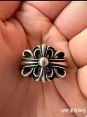 Iris Flower Classic 925 Sterling Silver Ring Adjustable Open-Ended Cross Couple Rings Vintage Punk Versatile Trendy