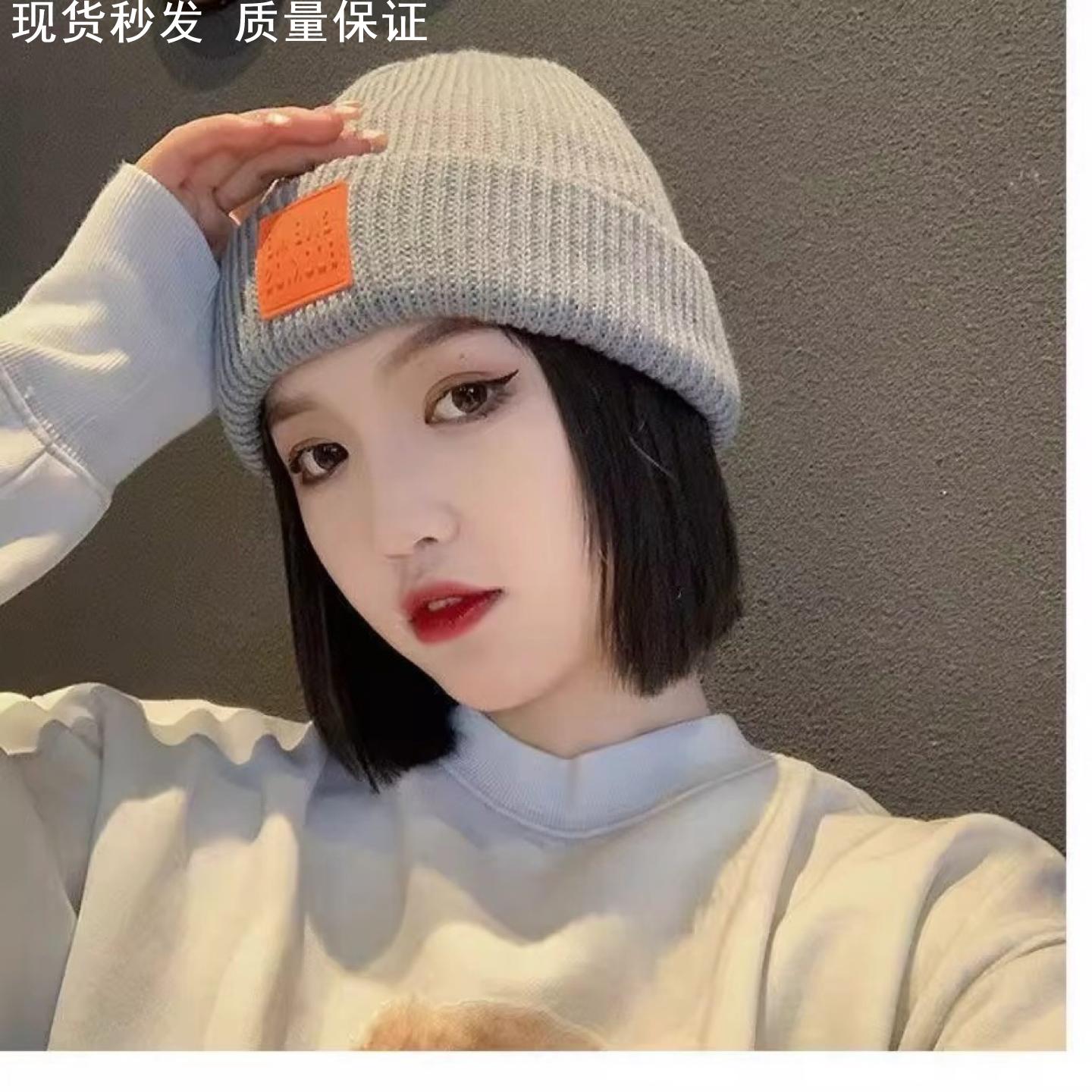 针织帽女冬季假发帽子一体时尚