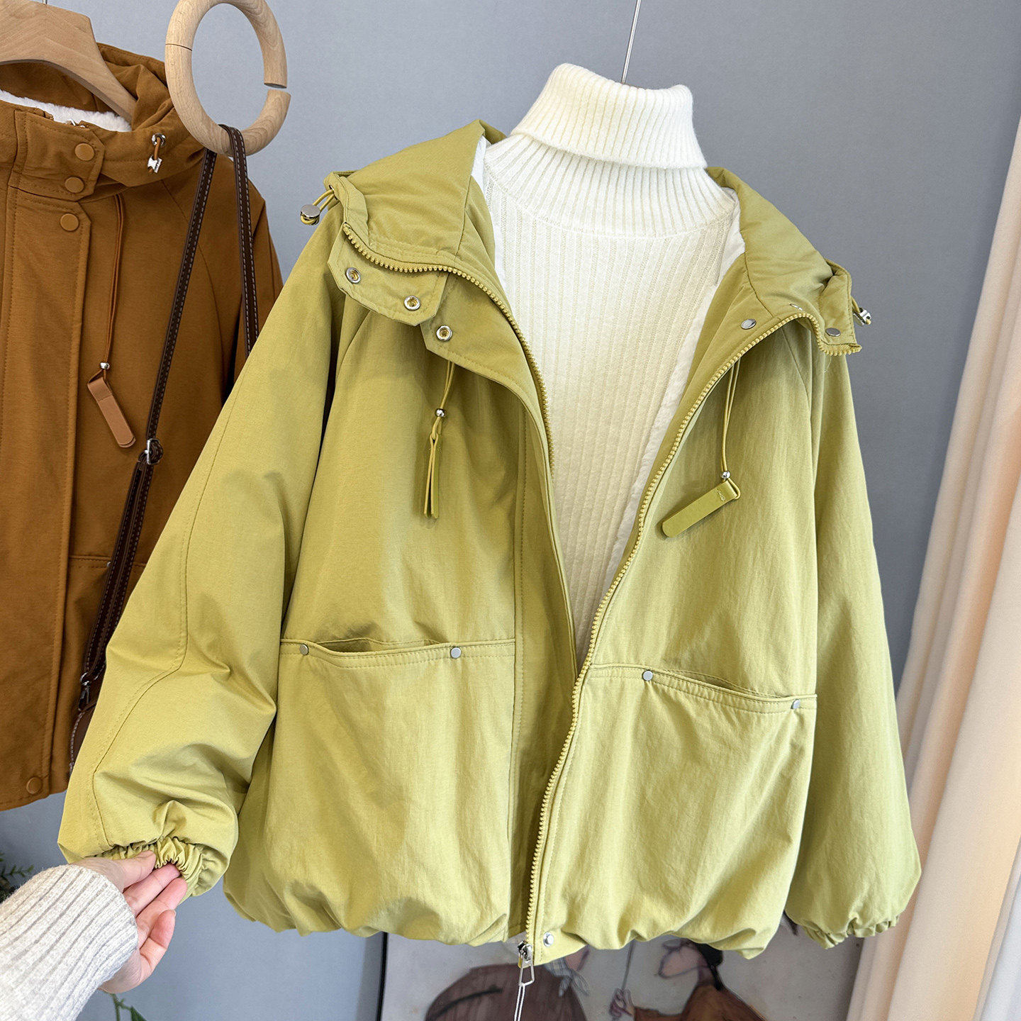 加绒加厚冲锋衣外套女2025冬装新款韩版宽松连帽棉衣小个子棉服潮,个性定制/设计服务/DIY,棉服工装,淘宝优惠券,粉丝福利购,淘宝优惠卷