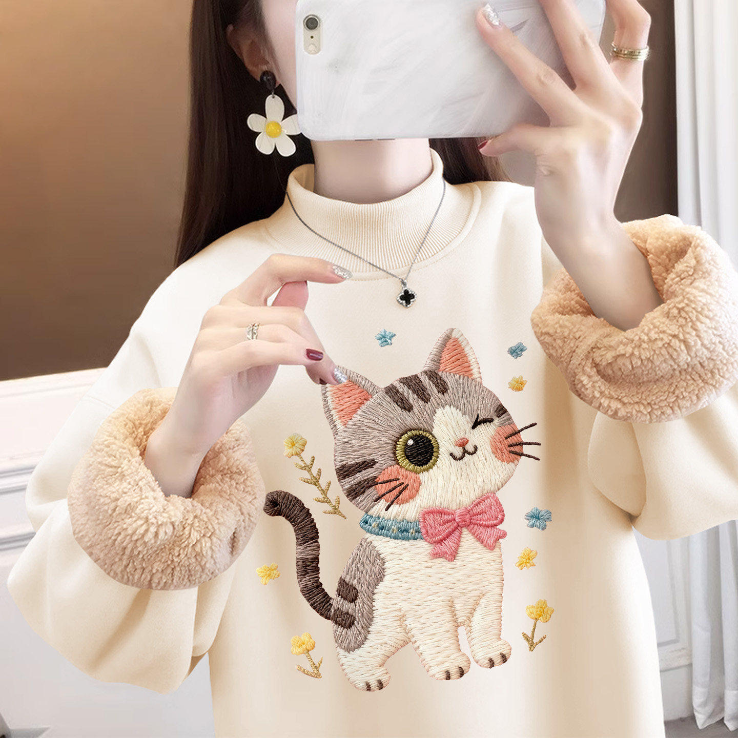 一体羊羔绒加绒加厚内搭女装东北过冬季半高领卫衣保暖毛衣打底衫,女装/女士精品,卫衣/绒衫,淘宝优惠券,粉丝福利购,淘宝优惠卷