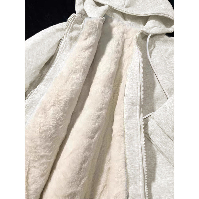 灰色加绒超厚棉T外套女秋冬季2025新款爆款开春季韩系慵懒风开衫,个性定制/设计服务/DIY,棉服工装,淘宝优惠券,粉丝福利购,淘宝优惠卷