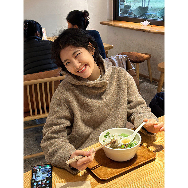 浪清彩纱套头连帽运动衫女2025秋冬新款宽松设计感上衣休闲外套帽