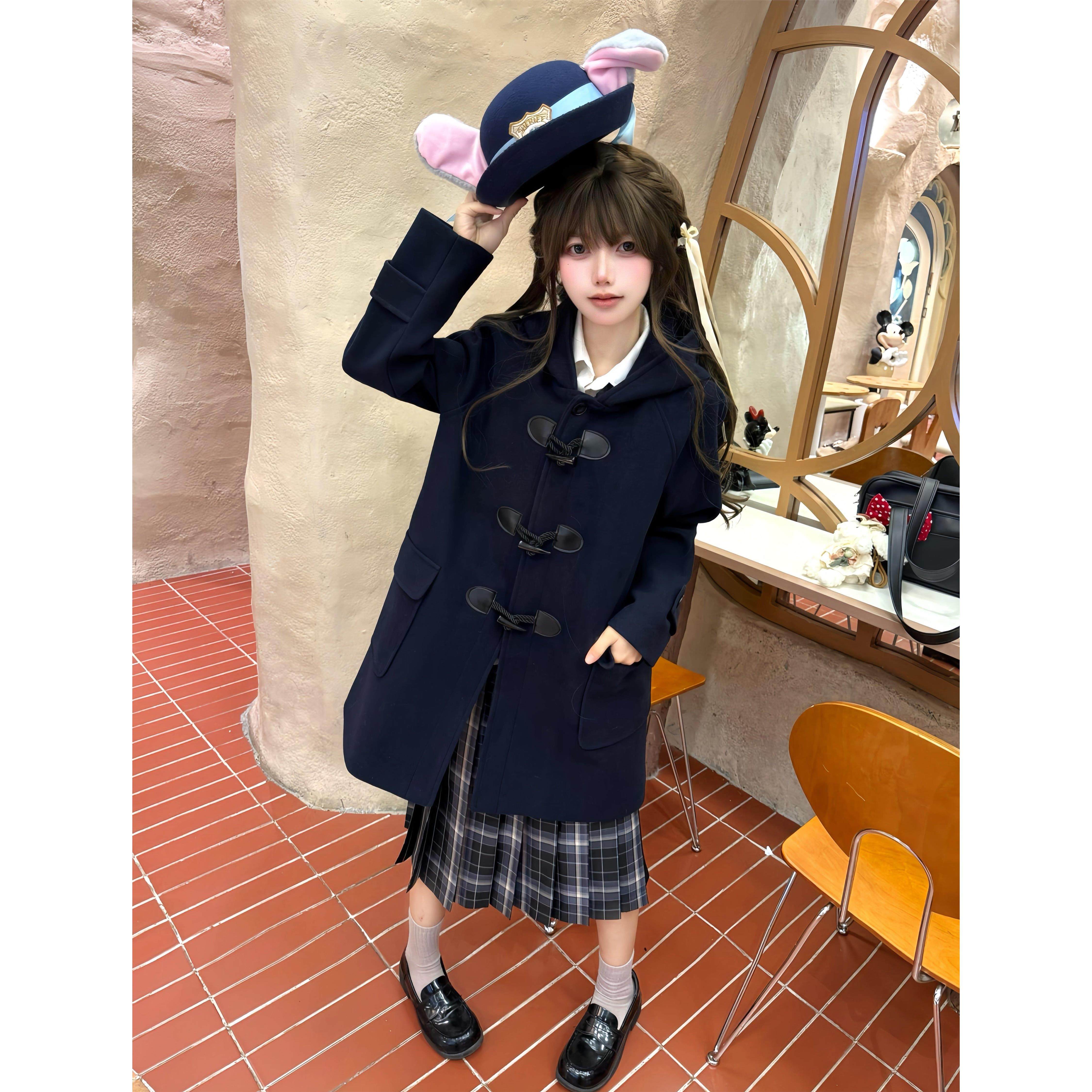 日系牛角扣毛呢外套女中长款2025秋冬新款小个子加厚连帽呢子大衣,女装/女士精品,毛呢外套,淘宝优惠券,粉丝福利购,淘宝优惠卷