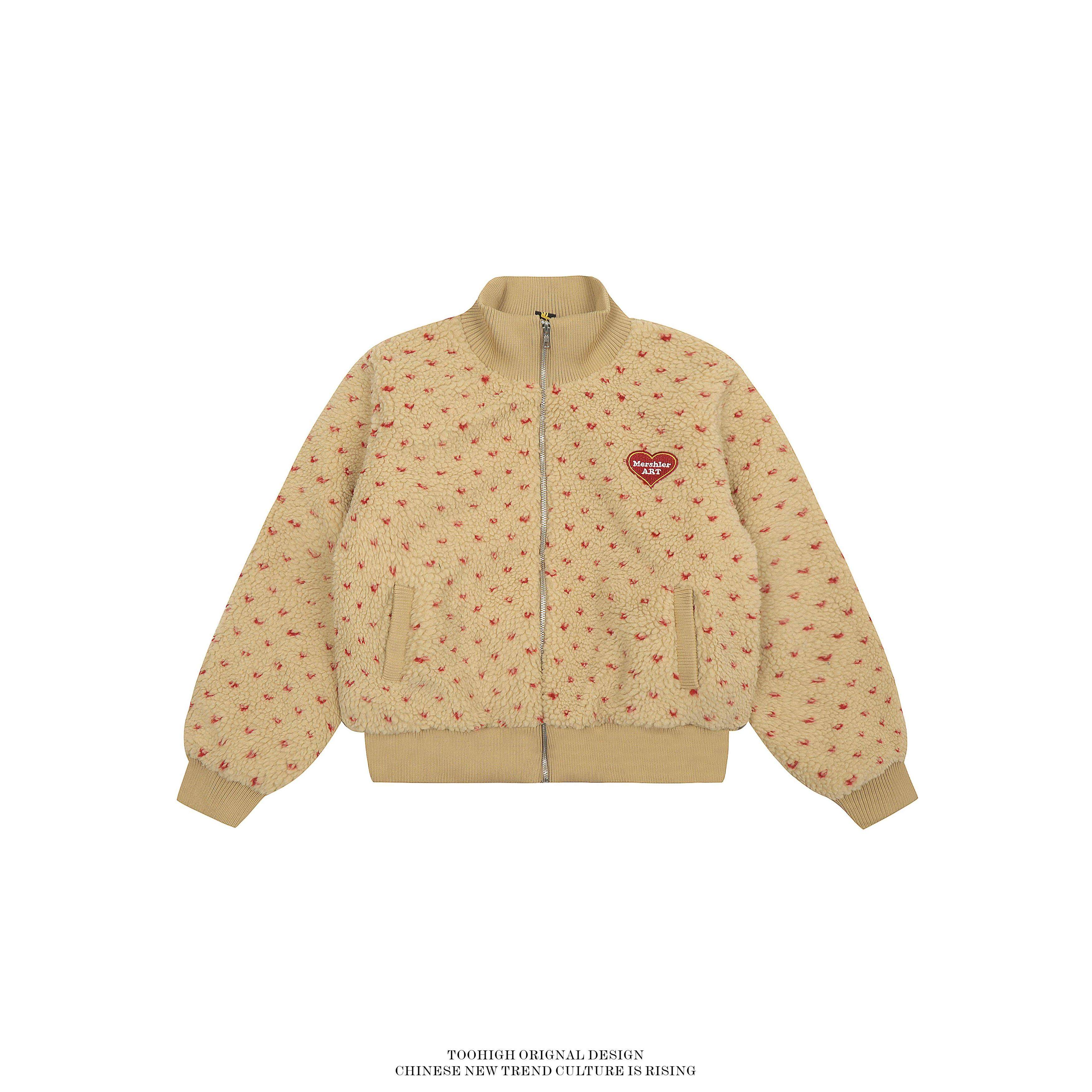 TOOHIGH 美式彷羊羔毛小碎花短款棉服女冬季保暖加厚立领宽松外套,个性定制/设计服务/DIY,棉服工装,淘宝优惠券,粉丝福利购,淘宝优惠卷