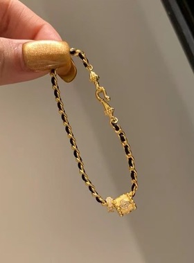 爆款复古小蛮腰黑金编织手链精致