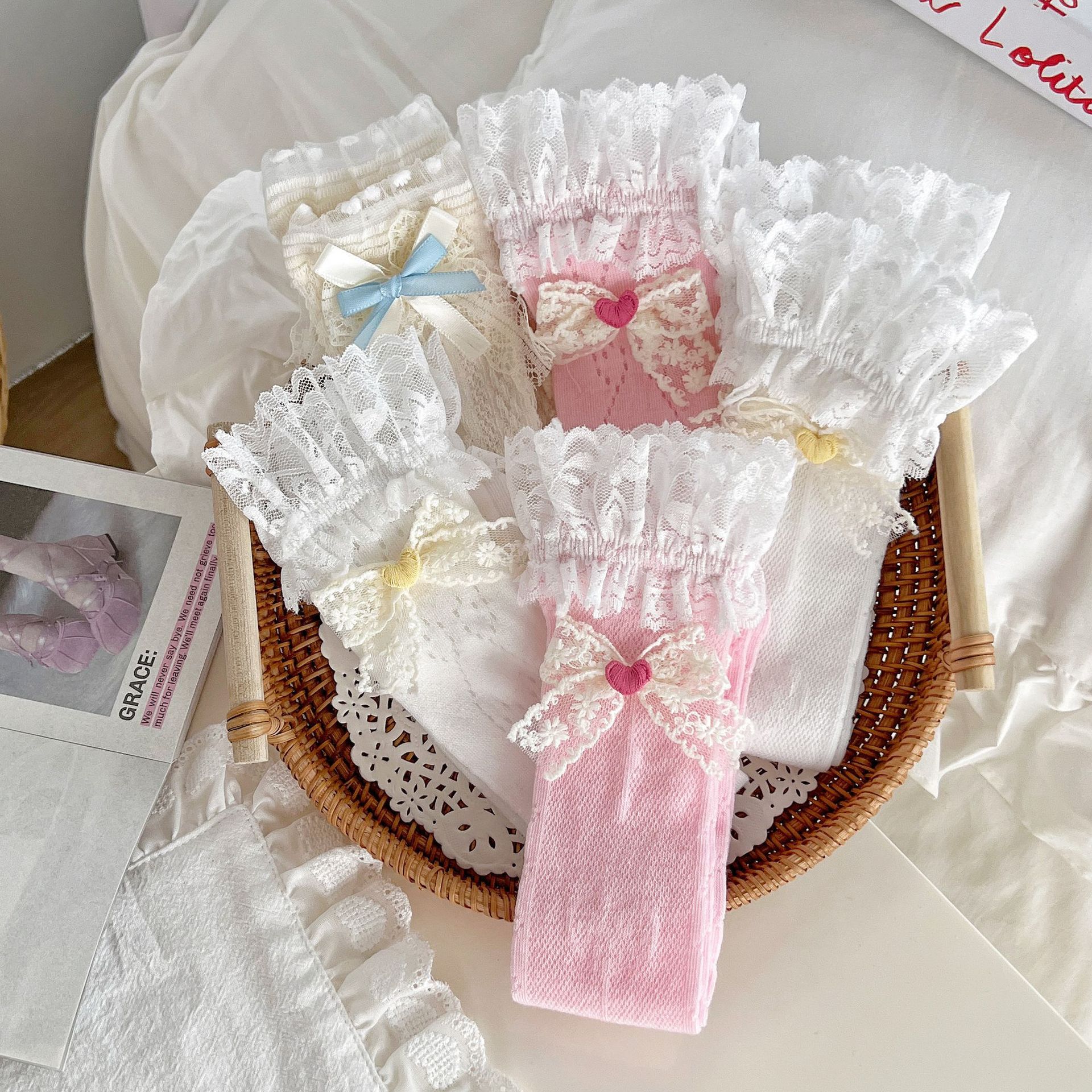 春夏透气日系洛丽塔女童小腿袜