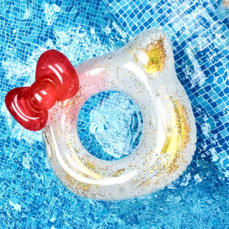 HelloKitty亮片泳圈夏季拍照道具儿童宝宝游泳圈网红成人kt猫趴圈