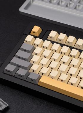 沙漠/同刻黑/极简红/白/灰色侧刻机械键盘键帽PBT热升华原厂高度