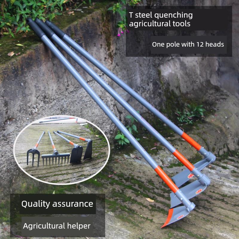 钢柄锄头农用户外翻地开山铲子除草耙子铁锹农具种菜种花园艺工具