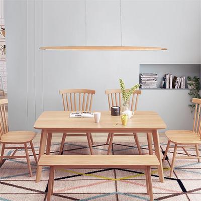 北欧餐厅吊灯长条前吧台极简一字设计师实木新中式餐桌吊灯具5118