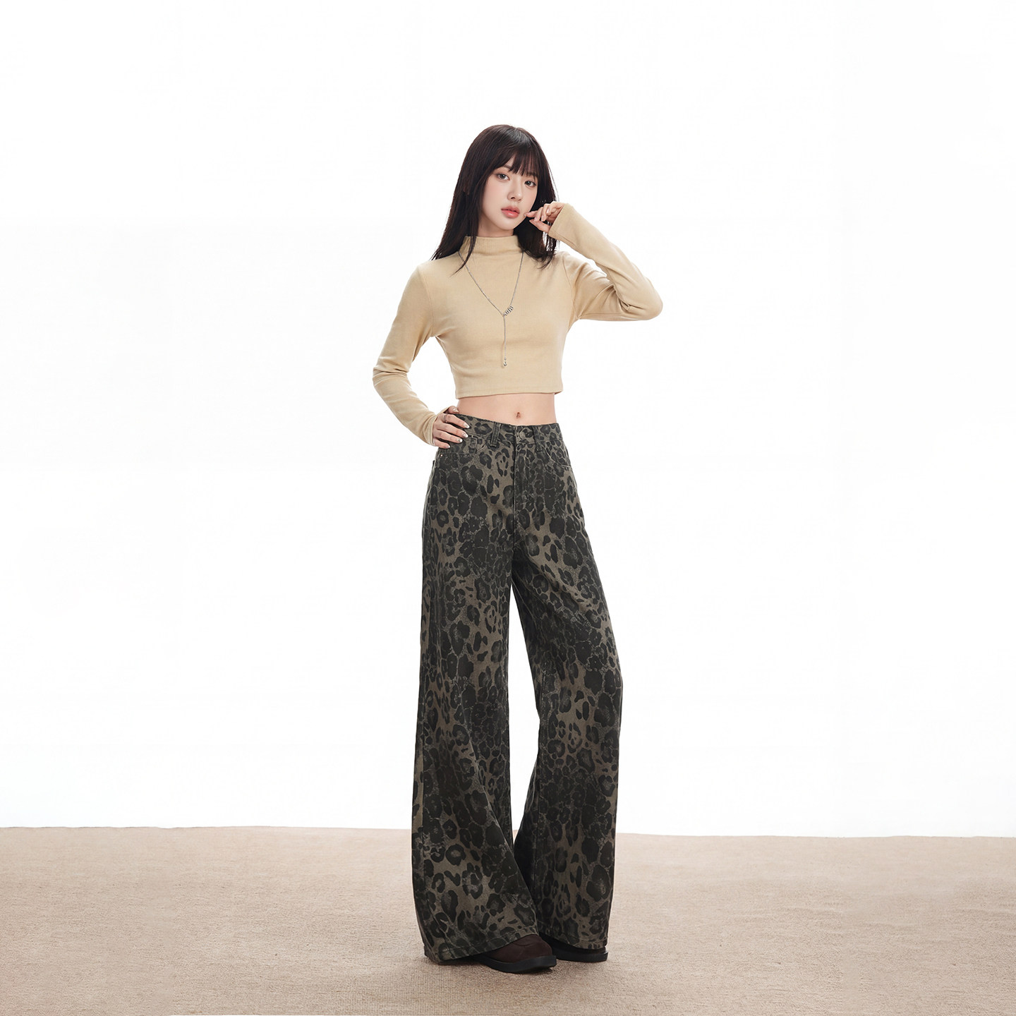 2026复古美式豹纹阔腿牛仔裤女宽松垂感直筒裤子春季拖地款休闲裤,女装/女士精品,牛仔裤,淘宝优惠券,粉丝福利购,淘宝优惠卷