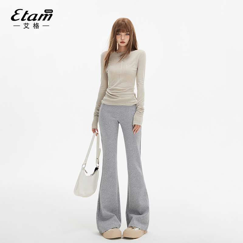 灰色微喇叭休闲卫裤女2025